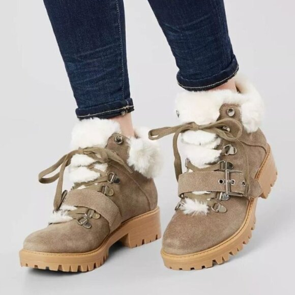 KENDALL & KYLIE Kardashian Edison Boots Size 8 Suede Leather Combat Ankle - Picture 2 of 13